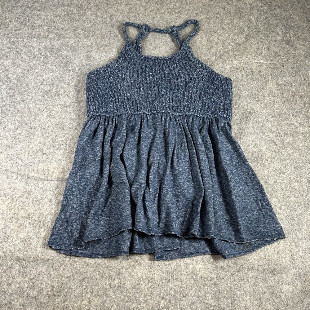 Free People Mountain View Top Women's Small Tank Blue Cotton Wool Beach Festival